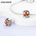Space Charms Beads 925 Sterling Silver Fits Original Pandora Bracelet Brown Color Maple Leaf Foliage Charm For Women Jewelry DIY. 