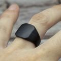 Stylish Black Punk Titanium Square Ring For Men. 