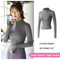 FUYOGI Women's Sports Coat Skinny Zipper Long-Sleeved Tight Clothes Running Fitness Yoga Tops. 