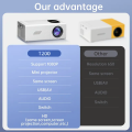 S1 Mini Portable Projector Home HD Children's Home Theater Projector Multimedia Player Compatible HDMI/USB/DC/AV/TF Card, Black. 