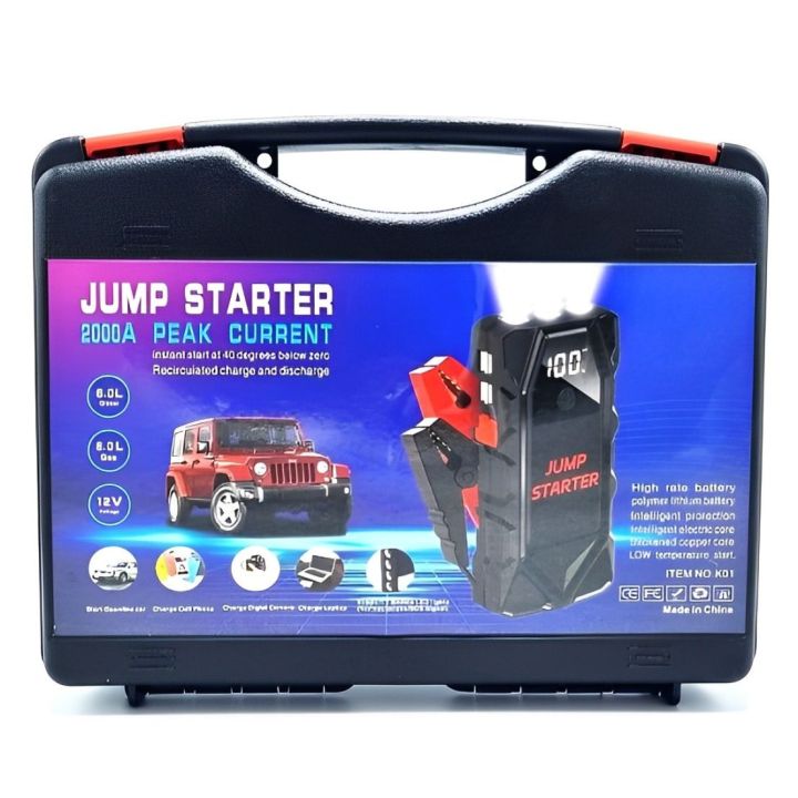 Imported 12V Jump Starter Car Starter Emergency Battery Charger Power Bank 20000mah Portable Car Starting Robot Starting Pliers 12v Jump Starter Alligator Clip Emergency Battery Jump Cable Clamps With Ec5 Plug Connector for Car Trucks Starting Device