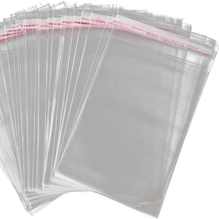 Pack of 25 Tape Bags 8 X 10 Inches Packing Material plastic bags transparent plastic cellophane magic sticky tape paper stick resealable bags, lollipop biscuit packaging gift bag wedding birthday party supplies, etc.