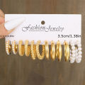 24 Pairs Set Of Delicate Hoop Earrings Zinc Alloy Jewelry With Imitation Pearl Design Elegant Vintage Style Big Set Gift. 