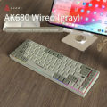AJAZZ AK680 Mechanical Keyboard Gaming Wired Compact 68 Keys Rgb Hotswappable Switches. 