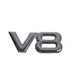 V8 Logo  Silver Chrome  Metal  Emblem  Decal  Monogram  Logo. 