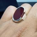 Natural real sulemani oval aqeeq stone For Mens In sterling silver. 