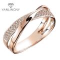 Newest Fresh Two Tone X Shape Cross Ring For Women Wedding Trendy Jewelry Dazzling CZ Stone Large Modern Anillmodern Rings. 