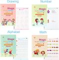 Pack Of 4 Sank Magic Practice Copybook (4 BOOKS + 1 PEN + 10 REFILL) | Learning Workbook for Coloring, Drawing & Sketching. 