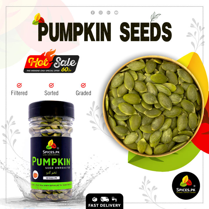 Premium Pumpkin Seeds Without Shell (120g) - Kadu Ke Beej - Fresh & Organic Green Pepitas for Eating