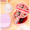 Multifunctional Plastic Folding Jewelry Box 2 layers Heart Design Makeup Cosmetic Jewelry Earrings Ring Storage Organizer / Heart-Shaped Pink Makeup Box-Mirror, Organizer, Drawer, Earrings/ Heart Shape Jewelry Box Makeup Organizer with Mirror. 