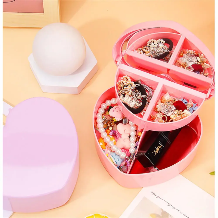 Multifunctional%20Plastic%20Folding%20Jewelry%20Box%202%20layers%20Heart%20Design%20Makeup%20Cosmetic%20Jewelry%20Earrings%20Ring%20Storage%20Organizer%20/%20Heart-Shaped%20Pink%20Makeup%20Box-Mirror,%20Organizer,%20Drawer,%20Earrings/%20Heart%20Shape%20Jewelry%20Box%20Makeup%20Organizer%20with%20Mirror%20-%20Image%202