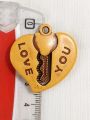 10 pcs Wooden Heart-Shaped "Love You" 35mm Pendant – Charming Accessory for Keychains, Bags, Crafts, Jewelry, or DIY Gifts. 