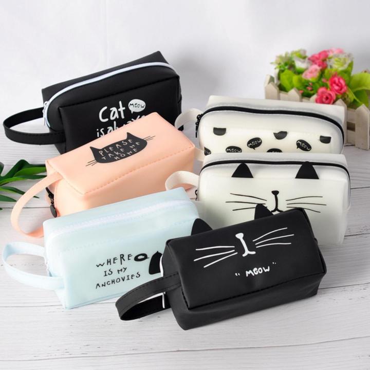 【NEW】 Kawaii Cat Pencil Case PU Leather Super Capacity School Pencil Box For Girls Stationery School Supplies