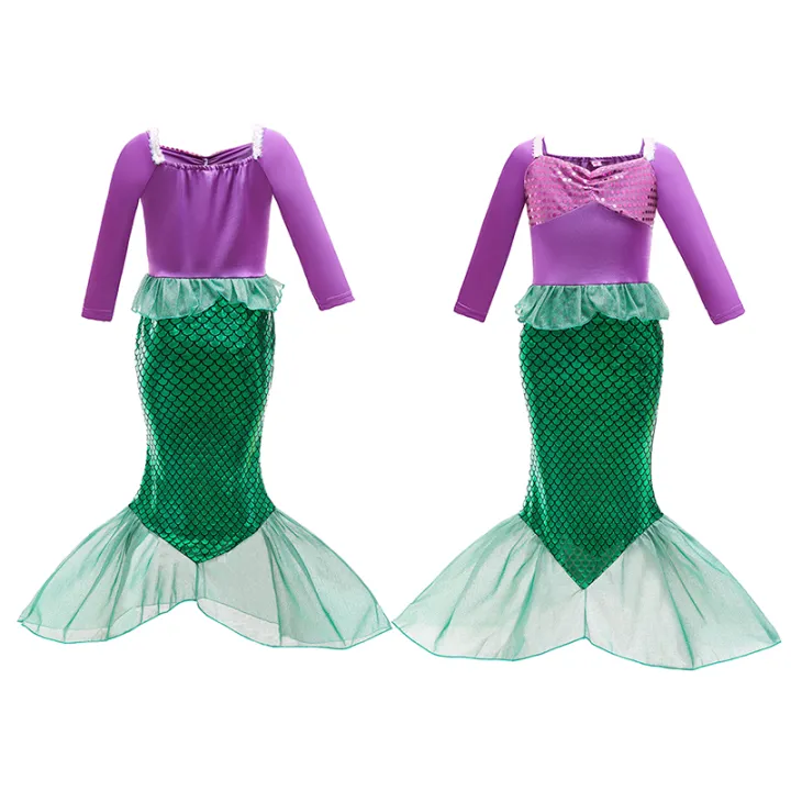 Girls%20Mermaid%20Dress%20Long%20Sleeve%20Sequin%20Patchwork%20Fish%20Scale%20Fishtail%20Mesh%20Embellished%20Cute%20Princess%20Dress%20-%20Image%204