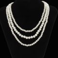 Kunjoe 3pcs/set White Imitation Pearls Choker Necklace For Men Bohemian Pearl Beaded Neck Women Jewelry Collar Accessories. 