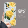 BILI for Samsung A52 4G 5G A52S 5G Back Cover Yellow Rose Pattern Cream Texture Wavy Soft Silicone Mobile Phone Covers. 