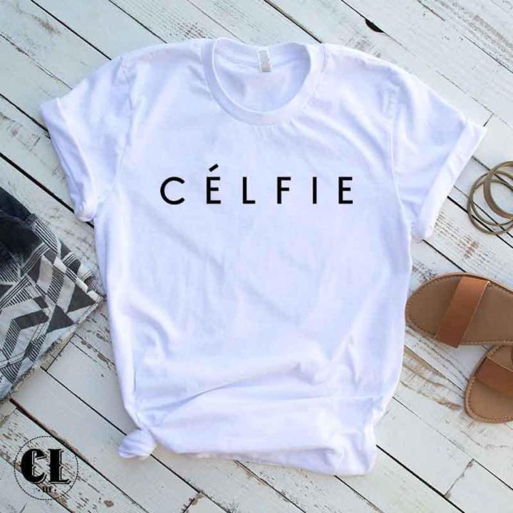 Trendy Cotton Half Sleeves Round Neck Celfie Printed T-Shirt Summer Collection for Women