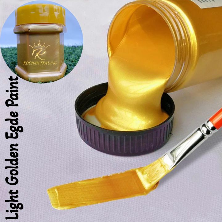 Roohan Trading - Edge Paint Light Golden - Metallic Waterproof Permanent Golden, Canvas, Metal, Wood, Plastic, Fabric Acrylic Paint