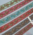 1 Yard / Gaz Premium Embroidery Lace Trim for Women Dresses | Fancy Designer Lace Border for Suits, Kurtis & Dupatta | Colorful Decorative Stitching Lace for Fashion & Boutique Wear. 