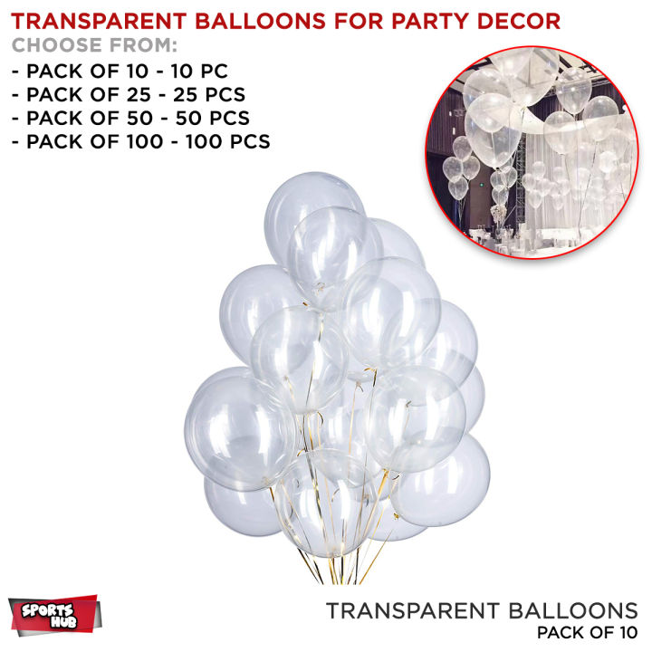 Transparent Balloons For Party, Clear or White Ballons Premium Latex Baloon For Birthday, Wedding, Party Supplies, Decor Baloons & Party Supplies, Available in Pack of 10, 25, 50, 100 Pcs