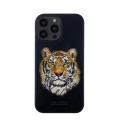 Santa Barbara 3D Embroidered Tiger Leather Phone Case Protective Back Cover For iPhone 13 Pro Max. 