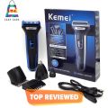 Professional KM-1407 Kemei 3 In 1 Electric Rechargeable Hair Shaver, Trimmer For Men - Black. 
