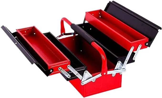 Metal%20Tool%20Box%205%20Tray%20Professional%20Portable%20Storage%20Cabinet%20Workshop%20Cantilever%20Toolbox%20with%20Carry%20Handles%20Red%20&%20Black%20-%20Image%202