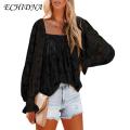 ECHIDNA Fall Blouse Long Sleeves Flared Cuff Autumn Tops. 