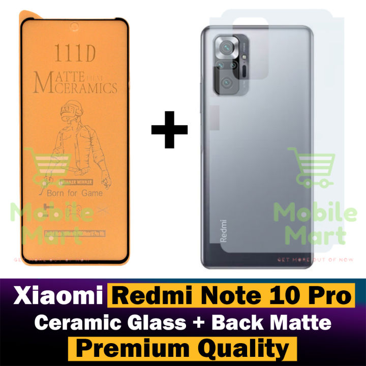 Xiaomi Redmi Note 10 Pro Matte Glass Protector Ceramic Glass + Back Protector Carbon Fiber Matte Soft Skin Sheet For Xiaomi Redmi Note 10 Pro