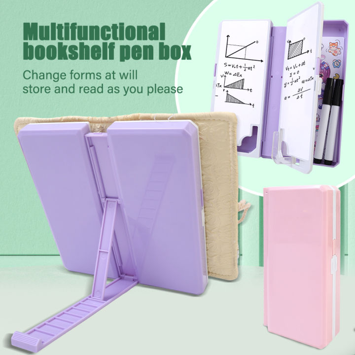 Pencil Case Multifunctional Bookshelf 2-in-1 Efficient Space Foldable Reading Shelf Pencil Box Simple Book Display For Schools Supples 1Set