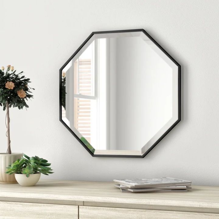 Octagon Wall Mirror Stylish Mirror for Home and Office, Library, and Bathroom