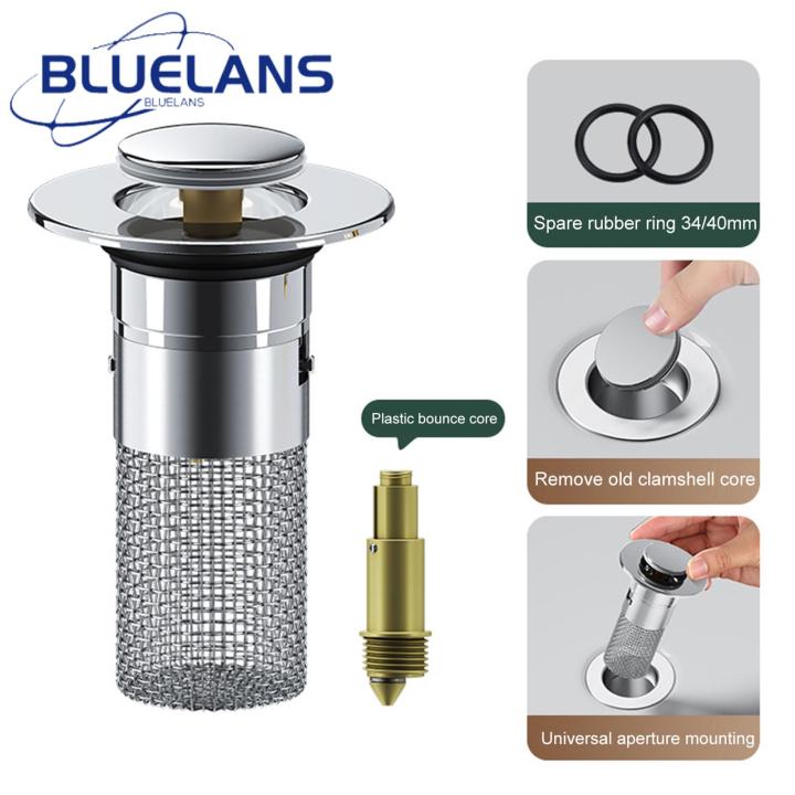 Jump Mechanism Sink Stopper Stainless Steel Bathroom Sink Stopper with Hair Catcher Universal Anti-clog Drain Filter for Home Southeast Asian Buyers' Choice Drain Stopper for Bathroom Sink