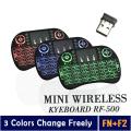 Mini Wireless Keyboard RF500 with 3 Color RGB Backlit, 2.4GHz Wireless Mini Keyboard Rechargeable Controller with Touchpad Mouse Combo, Compatible with Android TV Box, IPTV, HTPC, Smart TV, PC, etc. 