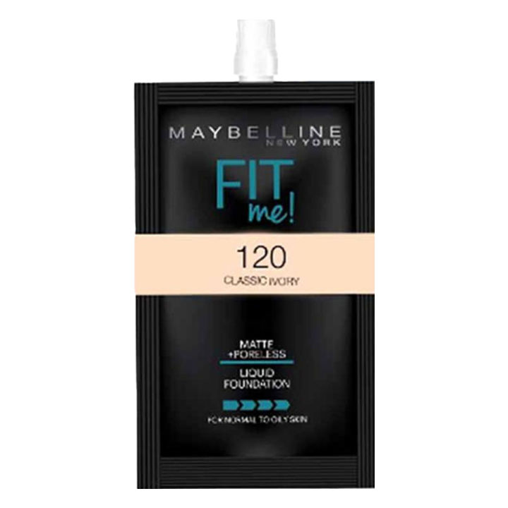 Maybelline New York Fit Me Matte & Poreless Liquid Foundation 5ml Sachet 120 - Box of 6 Sachets