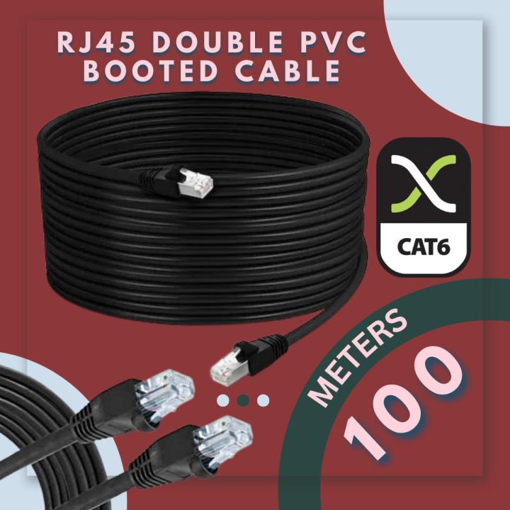 100  Meter High Quality Double PVC Network cable LAN Cable Ethernet Cable Fast Patch Lead Networking Cat6 For Modem Rooter to Laptop And PC Computers Cat6 Black Color