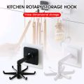 Self-Adhesive 360 Degrees Kitchen Bathroom Hook Storage Hanger Wall Hanging Cabinet Shelf Rotating Folding Hooks Foldable Rotatable Mounted Organizer Holder Moisture Proof Swivel Seamless Hangers Mount. 