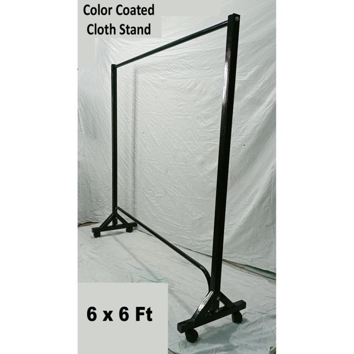 6 Ft Cloth Hanging Trolley Stand with Wheels