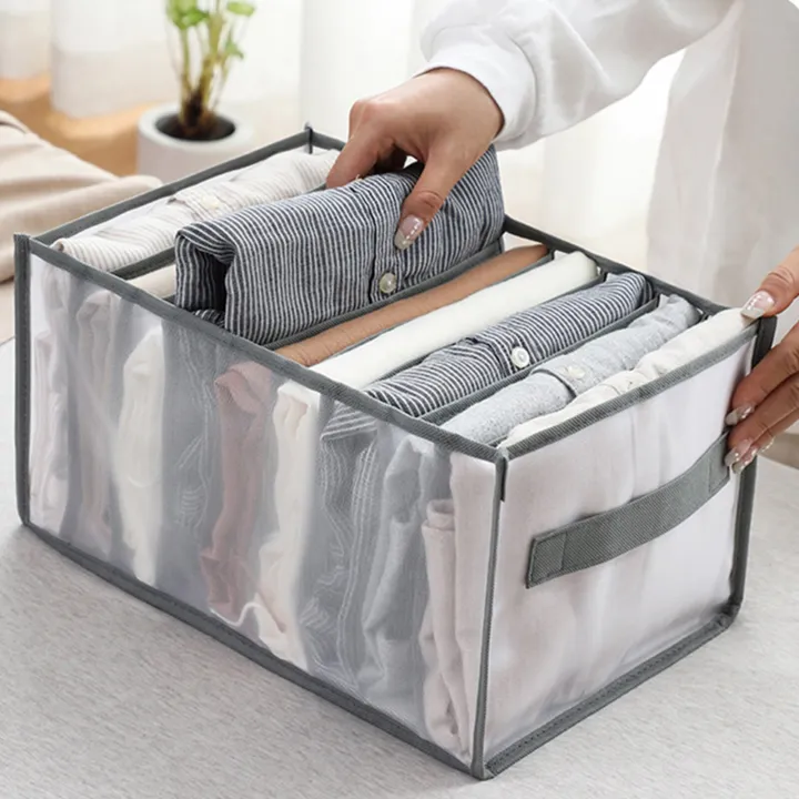 pent%20organiser%207%20Grids%20Washable%20Wardrobe%20Clothes%20Organizer,%20Jeans%20Compartment%20Storage%20Box,%20Clothes%20Drawer%20Mesh%20Separation%20Box,%20Portable%20Foldable%20Closet%20(Medium,%20white&black))%20-%20Image%202