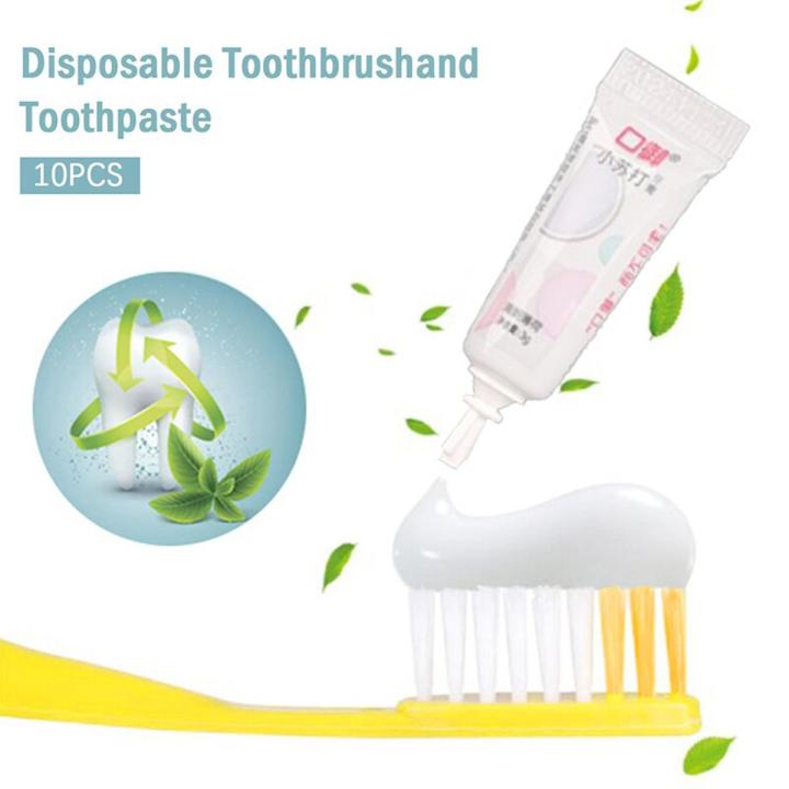 10Pcs Disposable Hotel Toothbrush Portable Travel Toothbrush With Toothpaste Kit