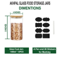 AKHPAL 12 PIECES Glass Food Storage Containers Set,  1400ML Spice Jar Set, kitchen Jars with Bamboo Airtight Lids and Labels, Clear Food Storage Containers for Pantry for Sugar, Salt.... 