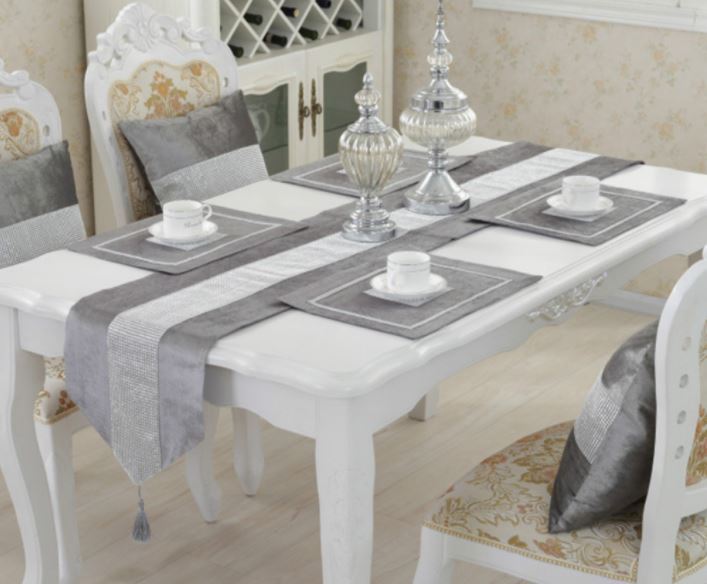 Table Runner / Table Cloth + 6 Dining Placemats  1Tablemats _ Diamond Velvet Table runner set