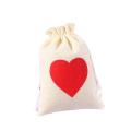10pcs/lot White Khaki Drawstring Linen Love Gift Bag Halloween Valentine's Day Christmas Party Wrapping Bag 10x14cm Key Storag. 