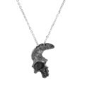 Vintage Fake Hip Hop Jewelry Broken Damaged Half Face Skull Pendant Necklace for Men. 
