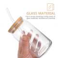 Round shape Glass with glass straw and wooden lid, coffee glass, milk glass, juice glass -Imported high quality - cups for tea - tea cup - coffee mug - kitchen accessories. 