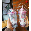 Unicorn Drinking Cup with Straw Kid Travel -Tumbler Glitter Ice Coffee Mugs Plastic Cup Portable , Juice , Coffee Milk Cup. 