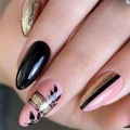 24Pcs/Set Medium Long Almond Nails Art White Edge Oval Glossy Artificial Acrylic Press on Nail Tips Stick on Nails. 