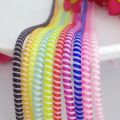 Cable Protector Three Colors TPU spiral USB Charger cable cord protector wrap cable winder organizer, Hair ring. 