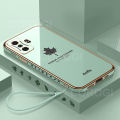 For Xiaomi POCO F4 GT Back Cover Luxury 6D Plating Maple Leaf Side Pattern Soft Silicone Square Mobile Phone Case. 