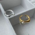 [ New ] Saina Real Shot Korean Silver Loe Open Ring IN Niche Design Pearl Personality Ring. 