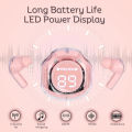 Transparent Pink Air 39 Airpods Earbuds for Girls Bluetooth 5.3 Crystal Stereo Earphones Case. 